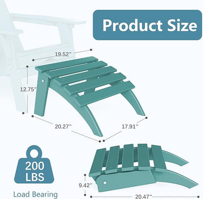 Adirondack Ottoman Set of 4, Folding Adirondack Ottoman for Adirondack Chair, HDPE All Weather Outdoor Footstool for Patio, Backyard, Porch, Garden, Lake Blue