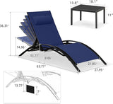 PURPLE LEAF Patio Oversized Chaise Lounge Chair Set with 2 Side Table Pool Outside Adjustable Recliner Chairs for Beach - Photo 2