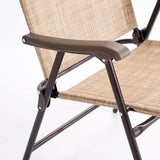 Giantex Set of 2 Patio Folding Chairs, Outdoor Patio Dining Chairs w/Armrest, Sling Back, Metal Frame - Photo 8
