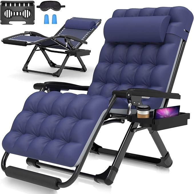Suteck Oversized Zero Gravity Chair, 33In XXL Lounge Chair w/Removable Cushion&Headrest - Photo 1