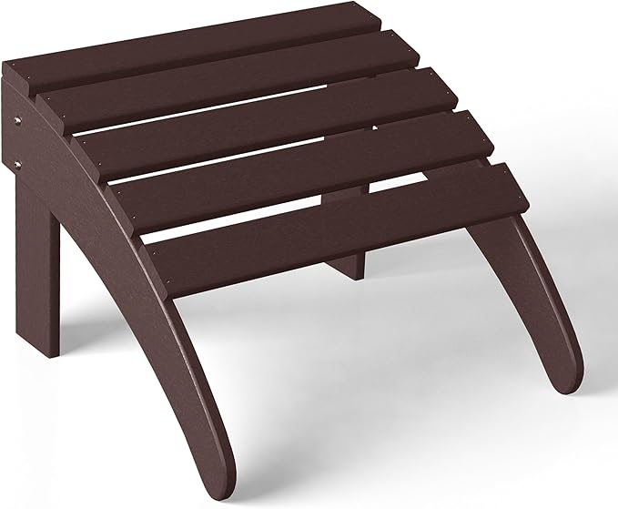 WestinTrends Outdoor Patio Adirondack Ottoman Foot Rest, All Weather Poly Lumber Foot Stool for Adirondack Chair, Widely Used for Outside Porch Pool Lawn Backyard, Dark Brown