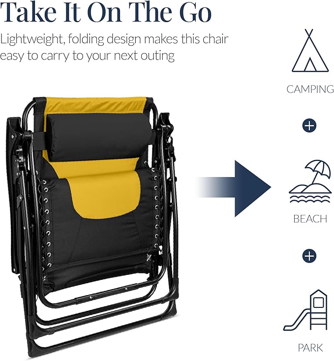 Best Choice Products Oversized Padded Zero Gravity Chair, Folding Outdoor Patio Recliner - Photo 6