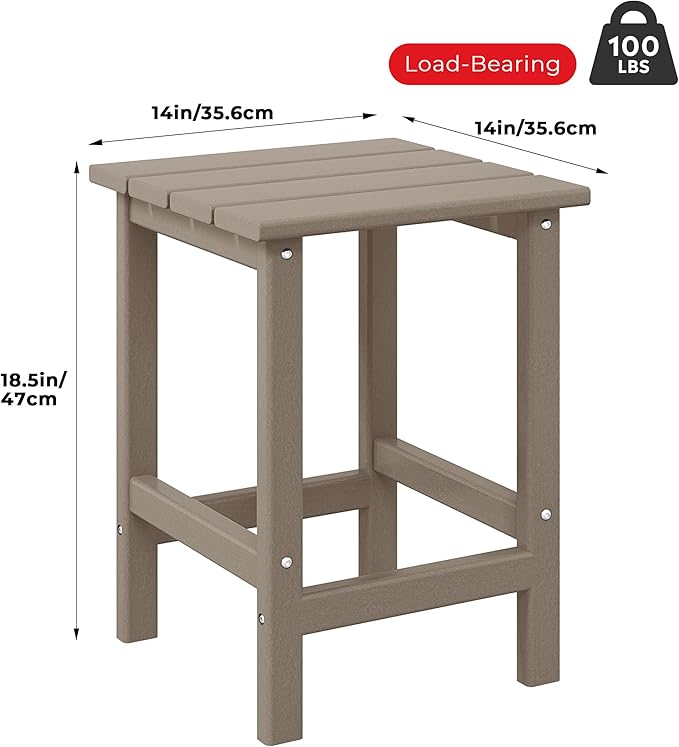 Costaelm Square Outdoor Side Tables, Adirondack Patio Tables for Outside, HDPE Patio End Table Weather Resistant - Photo 2
