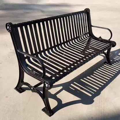 2-3 Seater Metal Garden Bench, All-Weather Park Bench Chair with Backrest, Outdoor Furniture Leisure Porch Seating for Balcony, Backyard, Lawn and Poolside