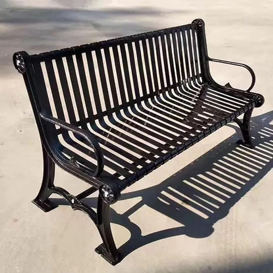 2-3 Seater Metal Garden Bench, All-Weather Park Bench Chair with Backrest, Outdoor Furniture Leisure Porch Seating for Balcony, Backyard, Lawn and Poolside