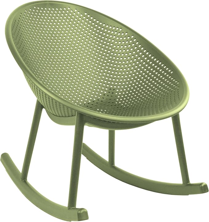 2xhome Patio Rocking Chair | Oval Egg Shaped Lounge Rocker | All Weather Plastic | Modern Accent Side Chair for Indoor or Outdoor Use, Green, Single, Set of 1