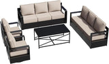 Outdoor Aluminum Furniture Set, 4-Piece Patio Conversation Set, 2 Swivel Chairs, 2 Sofa and 1 Table - Photo 9