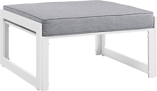 Modway Fortuna Aluminum Outdoor Patio Ottoman in White Gray