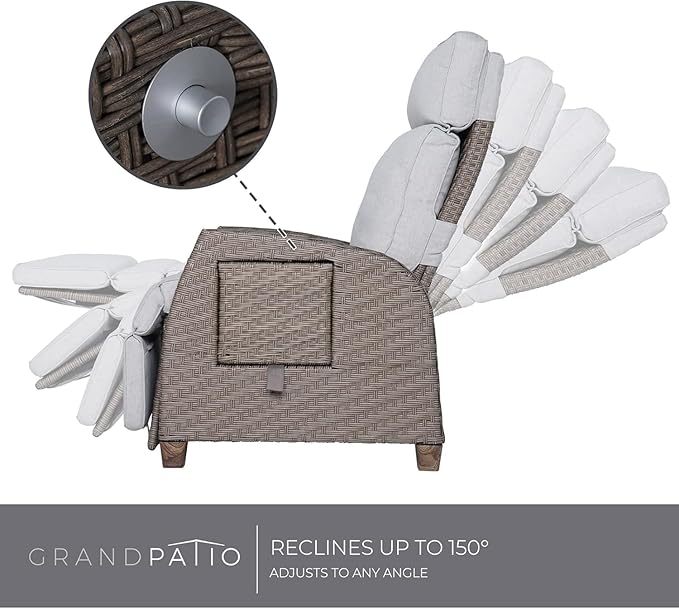 Grand patio Outdoor Reclining Chairs with Extended Footrest 2-Piece Adjustable Patio Wicker - Photo 3