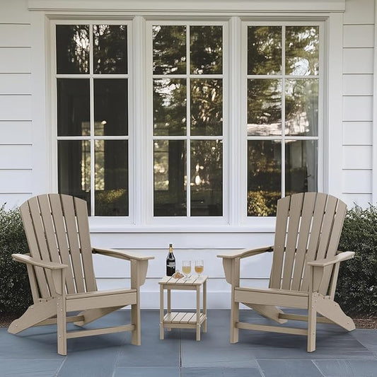 IVY&LANE Adirondack Chairs Set of 2 | HDPE Plastic | Outdoor Fire Pit Chairs | Oversized | All-Weather | White | for Outside Deck Backyard Patio Poolside Porch Lawn