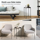 VINGLI Round Metal Side Table with Removable Tray, Outdoor Patio Coffee Table, Waterproof End Table for Small Spaces - Photo 6