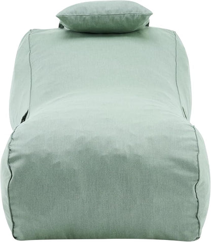 Christopher Knight Home Morton Outdoor Bean Bag Chair, Fabric Bean Bag Chair for Adults and Kids, Indoor/Outdoor Sun Lounger with Headrest, Patio Chaise Lounge Chair, Mint