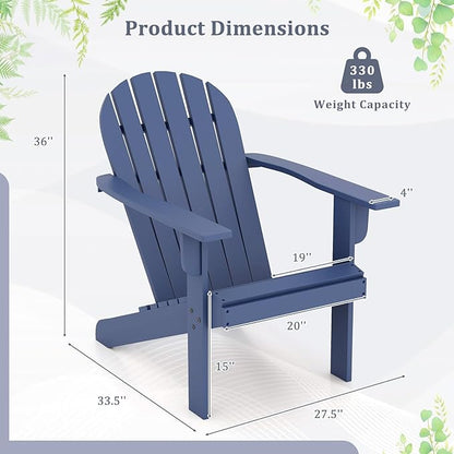 Giantex Acacia Wood Adirondack Chair Set of 4, Outdoor Fire Pit Chair with 105° Inclined Seat, High Backrest, 4" Wide Armrests, Patio Lounge Chair for Outside, Lawn, Backyard, Garden, Deck, Porch