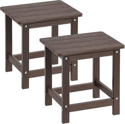 ONBRILL Outdoor Side Table Set of 2, Adirondack Small End Table, Indoor & Outdoor Use, HDPS Weather Resistant/Easy Maintenance for Patio, Pool, Deck, Porch, Garden, Shower, Outside- (2, Coffee)