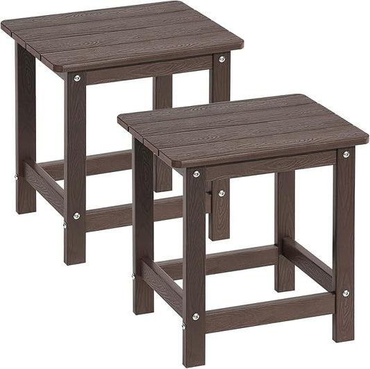 ONBRILL Outdoor Side Table Set of 2, Adirondack Small End Table, Indoor & Outdoor Use, HDPS Weather Resistant/Easy Maintenance for Patio, Pool, Deck, Porch, Garden, Shower, Outside- (2, Coffee)