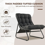 Grand patio Outdoor Lounge Chair with Ottoman, Comfy Sling Recliner Chair with Puffy Cushion and Foot Stool - Photo 4