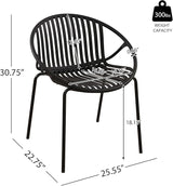 2 Pieces Outdoor Dining Chair, Modern Style Patio Dining Chairs, Breathable Design Stackable Lawn Chairs - Photo 2