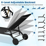 COSTWAY Outdoor Patio Chaise Lounge, 6-Position Adjustable Pool Lounger with Stable Aluminum Frame - Photo 4