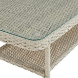 Alaterre Furniture "Windham All-Weather Wicker Outdoor 26"" H Cocktail Table with Glass Top", light gray - Photo 6