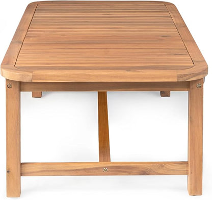 Christopher Knight Home Walla Patio Acacia Wood Coffee Table, Solid Wood Outdoor Table for Patio Furniture Set, Slat Panel Rectangular Top, Light Teak