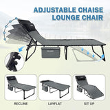 Folding Lounge Chair Outdoor with Insulated Cooler Bag Portable for Outside Patio Chaise Lounge Chair 5-Position with - Photo 5