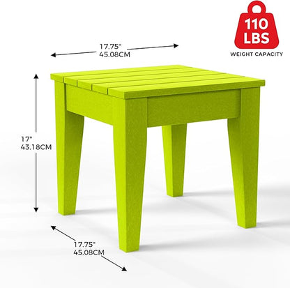 Costaelm Small Outdoor Side Table, Patio End Table Weather Resistant Outdoor Coffee Table, Square Conversation Table for Indoor, Porch, Balcony, Garden, Poolside, Deck, Lime