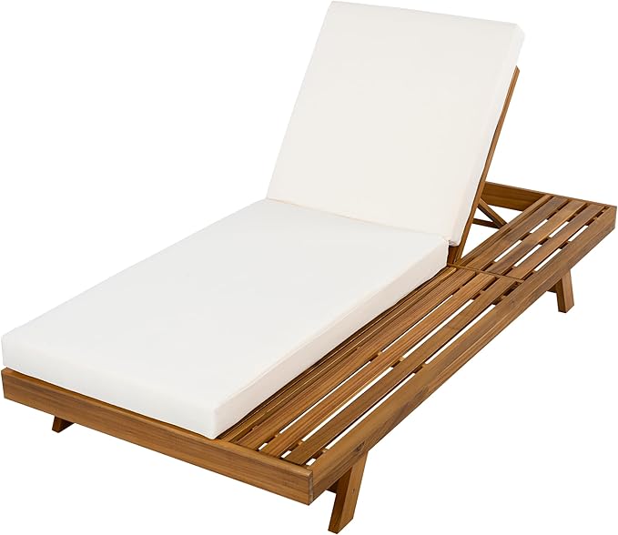 Merax Chaise Lounge Chair Set with Adjustable Backrest & Flat Storage Surface - Photo 4