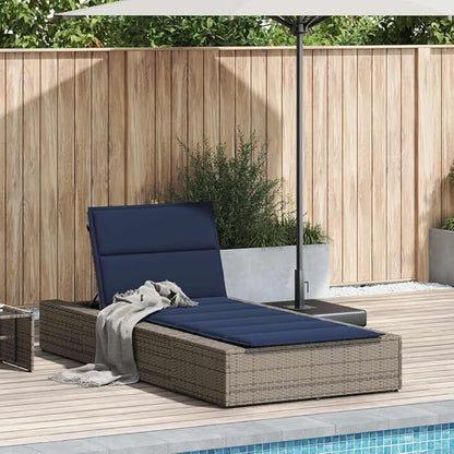 Adjustable Outdoor Chaise Lounge Chair Grey Poly Rattan 15.5x32.6x12.2in Folding Poolside Recliner with Removable Cushion for Patio Balcony Garden