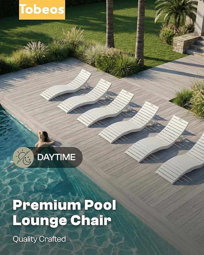 Pre-Assembled Folding in-Pool Lounge Chair, HDPE Outdoor Chaise Lounge with Cup Holder, Pool Lounge Chair for Poolside - Photo 9