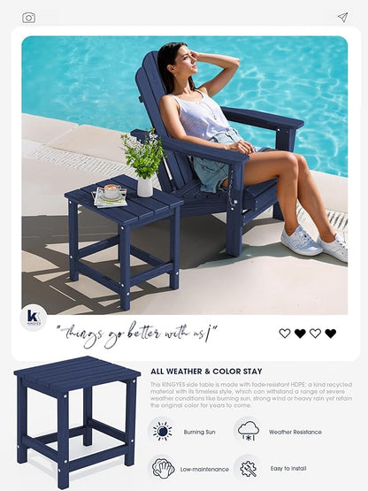 KINGYES Adirondack Outdoor Side Tables Set of 2, Navy