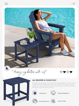 KINGYES Adirondack Outdoor Side Table, Navy - Photo 3
