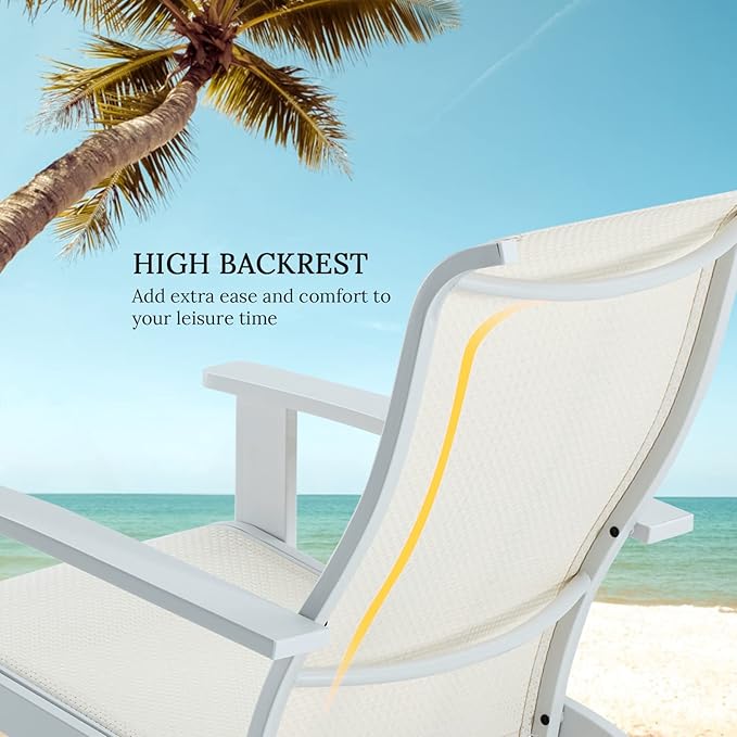 VICLLAX Outdoor Adirondack Chair Set of 2, Patio Chair for Lawn Garden, All Weather Outdoor Lounge Chair, White