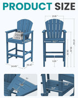 SERWALL Tall Adirondack Chairs Set of 4 with Double Layer Connecting Tray, HDPE Bar Height Outdoor Chairs - Photo 2