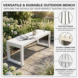 Backless Outdoor Bench, 3.3ft 3.9ft 4.9ft 5.9ft Metal Garden Bench, 880lbs Weatherproof Patio Dining Benches - Photo 4