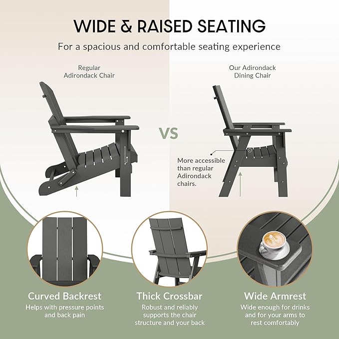 WestinTrends Ashore Outdoor Patio HDPE Plastic Modern Adirondack Dining Chair Gray