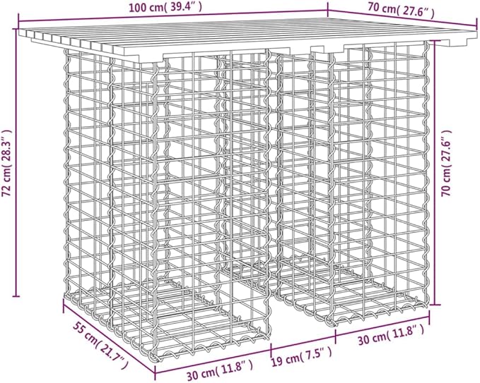 Garden Bench with Gabion Design Solid Douglas Fir Wood and Galvanized Steel for Outdoor Patio Seating Heavy Duty Construction