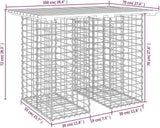 Garden Bench with Gabion Design 4-Piece Set in Solid Douglas Fir Wood and Galvanized Steel for Outdoor Comfortable - Photo 2