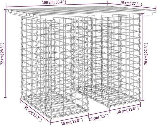Garden Bench with Gabion Design, Solid Douglas Fir Wood and Galvanized Steel Frame, Heavy Duty Seating for Two, Rustic Outdoor Furniture for Patio Backyard