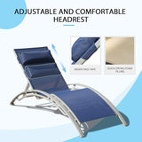 Domi Pool Lounge Chairs Set of 3, Adjustable Aluminum Outdoor Chaise Lounge Chairs with Metal Side Table - Photo 6