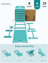 SERWALL Outdoor Chaise Lounge Set of 4, 78" Patio Lounge Chair with 5 Positions Adjustable Backrest - Photo 8