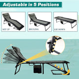 Outdoor Folding Lounge Chair Padded for Adults 264Ibs Patio Chaise Lounge Chair for Outside 5-Position Adjustable - Photo 4