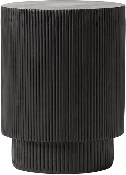 LeisureMod Modern Side Table Round Fiberstone Top Accent End Table for Home, Outdoor Patio, Living Room Sofa, Weather-Resistant, Eden Series in Black