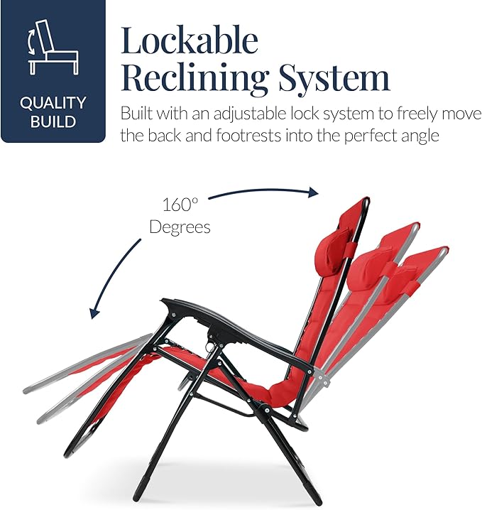 Best Choice Products Oversized Padded Zero Gravity Chair, Folding Outdoor Patio Recliner - Photo 6