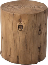 HOMPUS Concrete Outdoor Side Table Tree Stump Modern Round Coffee Table Accent Table Plant Stand Faux Wood End Table - Photo 7