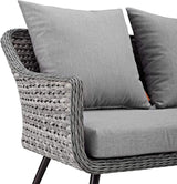 Modway Endeavor Wicker Rattan Aluminum Outdoor Patio Loveseat with Cushions in Gray Gray - Photo 4