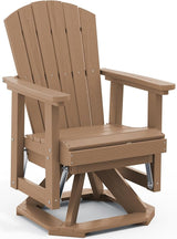 SERWALL Adirondack Swivel Glider, HDPE Glider for Outdoor, All-Weather Glider Rocking Chair for Porch, Balcony, Brown - Photo 1