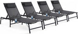Foldable Outdoor Lounge Chairs Set of 4, No Assembly Chaise Lounge Outdoor with Cup Holder and 6 Adjustable Positions - Photo 1