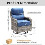 Luxury Outdoor Swivel Rocker Patio Chairs Set of 2 with 6-Inch Thick Cushions - Photo 9