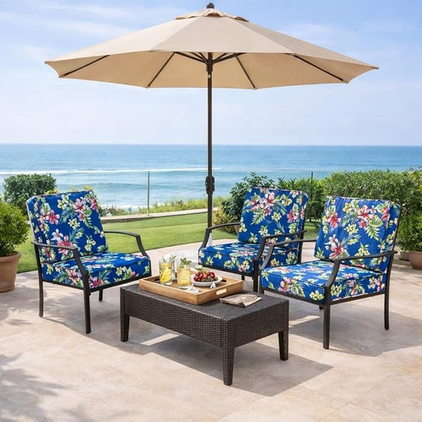 BrylaneHome Bh Outdoor Performance 2-Section Deep Seating Cushion - Cobalt Tropicana - Photo 1
