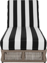 SAFAVIEH Outdoor Patio Furniture Collection - Gillian Heather Tan Rope Daybed, Black Stripe Cushion, Coastal Sunlounger - Photo 1